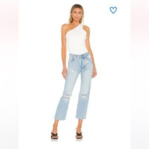 48. Superdown White bailee one shoulder bodysuit